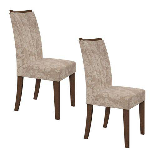 Conjunto 2 Cadeiras Apogeu Móveis Lopas Imbuia/Velvet Linho Floral