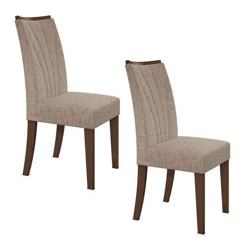 Conjunto 2 Cadeiras Apogeu Móveis Lopas Imbuia/Velvet Riscado Bege