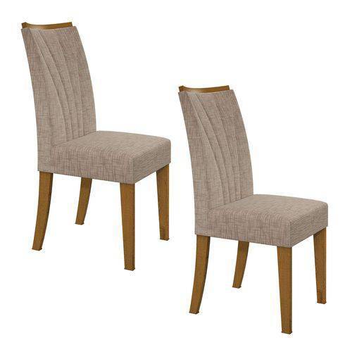 Conjunto 2 Cadeiras Apogeu Móveis Lopas Imbuia/Velvet Riscado Castor