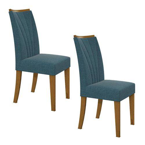 Conjunto 2 Cadeiras Apogeu Móveis Lopas Rovere/linho Rinzai Azul