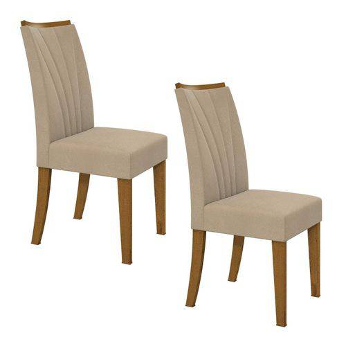 Conjunto 2 Cadeiras Apogeu Móveis Lopas Rovere/veludo Naturale Creme