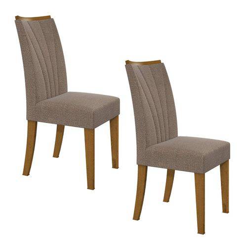 Conjunto 2 Cadeiras Apogeu Móveis Lopas Rovere/velvet Linho Bege