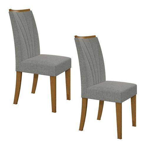 Conjunto 2 Cadeiras Apogeu Rovere/linho Rinzai Cinza Móveis Lopas