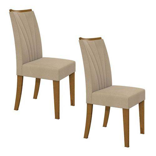 Conjunto 2 Cadeiras Apogeu Rovere/veludo Naturale Creme Móveis Lopas