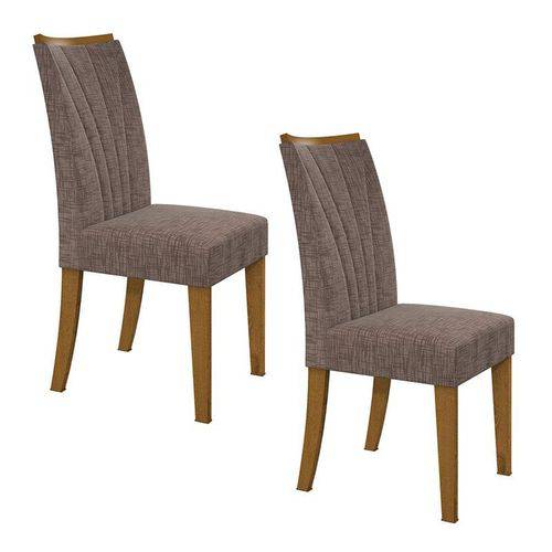 Conjunto 2 Cadeiras Apogeu Rovere/velvet Riscado Castor Móveis Lopas