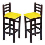 Conjunto 2 Cadeiras Bistrô Fixa em Madeira Maciça Imbuia Estofado Amarelo