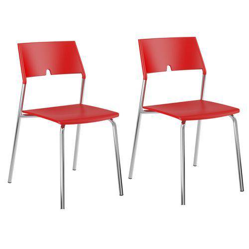 Conjunto 2 Cadeiras Carraro 1711 Cromada - Vermelho Real