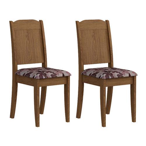 Conjunto 2 Cadeiras Cimol Barbara Savana/floral Bordo