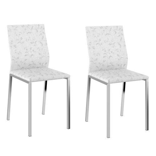 Conjunto 2 Cadeiras Columbia Carraro Fantasia Branco/Cromado