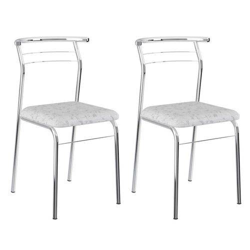 Conjunto 2 Cadeiras Cromada 1708 Fantasia Branco e