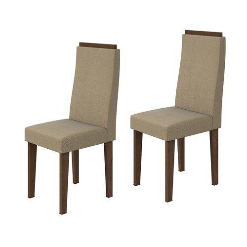 Conjunto 2 Cadeiras Dafne Imbuia Soft /sued Animale Bege - Lopas
