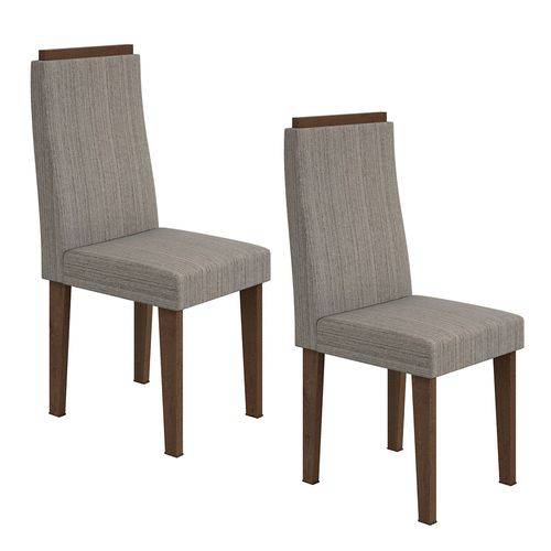 Conjunto 2 Cadeiras Dafne Móveis Lopas Imbuia Soft/rinzai Cinza