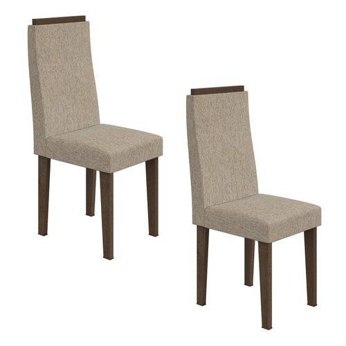 Conjunto 2 Cadeiras Dafne Móveis Lopas Imbuia/velvet Linho Creme