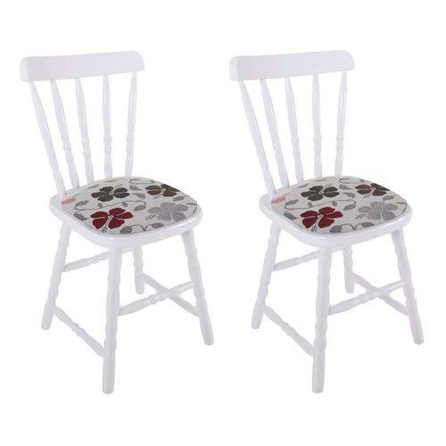 Conjunto 2 Cadeiras de Cozinha Dalas Branca e Florido