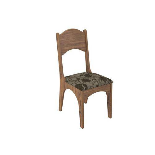 Conjunto 2 Cadeiras de Jantar Assento Estofado 100% Mdf Ca18 Nobre/chenille Floral Marron Dalla Cost