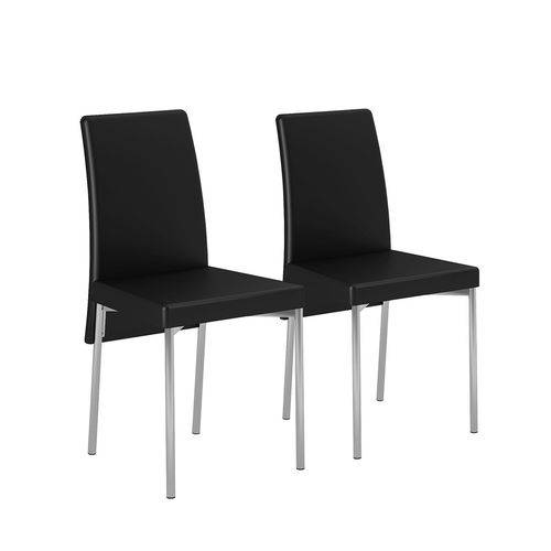 Conjunto 2 Cadeiras de Jantar Cromadas Courssímo Preto 306 Carraro