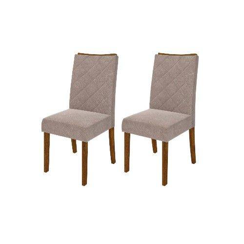 Conjunto 2 Cadeiras Dj Móveis Golden - Rústico Malbec/suede Pena Bege