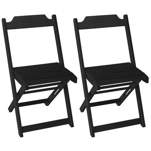 Conjunto 2 Cadeiras Dobrável em Madeira Maciça - Preto