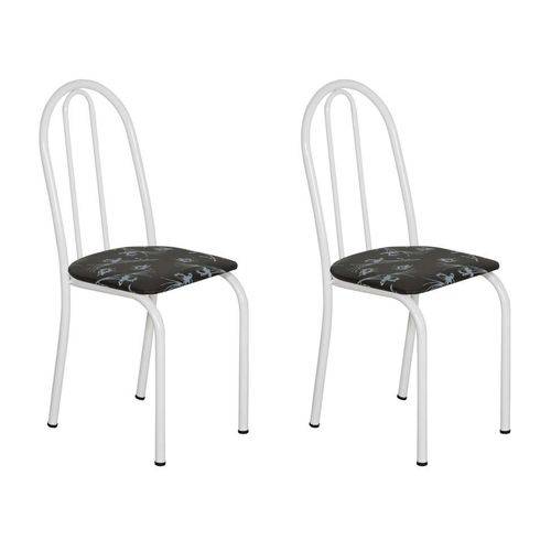 Conjunto 2 Cadeiras Éos Branco e Preto Flor