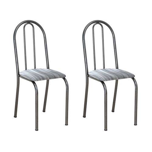 Conjunto 2 Cadeiras Éos Cromo Preto e Linho