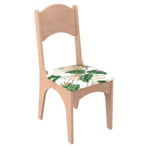 Conjunto 2 Cadeiras Estofadas 100% Mdf Ca29 Natural Belize Floral Verde - Dalla Costa