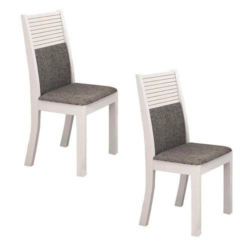 Conjunto 2 Cadeiras Estofadas Havaí Leifer Branco/Linho Cinza