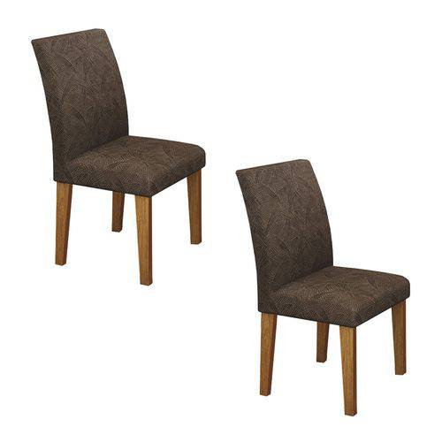 Conjunto 2 Cadeiras Estofadas Olímpia Leifer Imbuia Mel/Pavão Marrom
