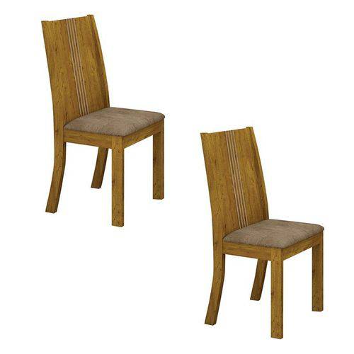 Conjunto 2 Cadeiras Estofadas Vitória Canela - Leifer
