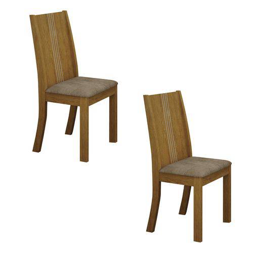Conjunto 2 Cadeiras Estofadas Vitória Leifer Imbuia/Animale Capuccino