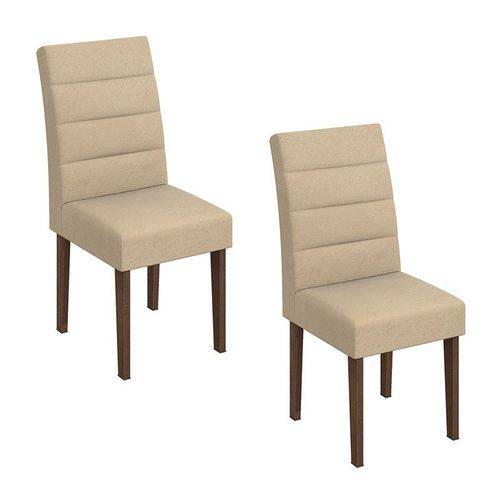 Conjunto 2 Cadeiras Fiorella Imbuia/naturale Creme Móveis Lopas