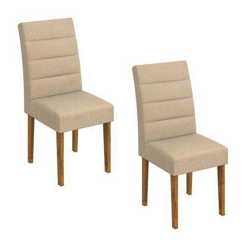 Conjunto 2 Cadeiras Fiorella Móveis Lopas Rovere/Veludo Naturale Creme