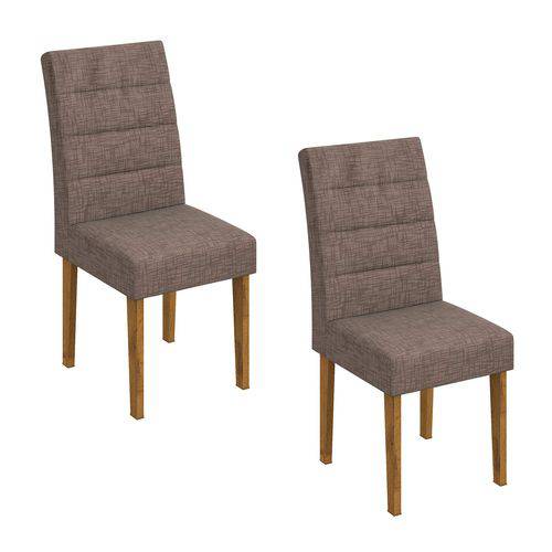Conjunto 2 Cadeiras Fiorella Móveis Lopas Rovere/Velvet Riscado Castor