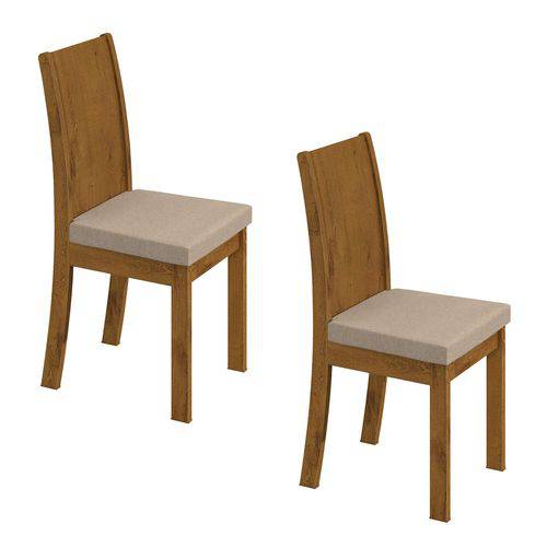 Conjunto 2 Cadeiras Florença Móveis Lopas Rovere/Linho Rinzai Bege