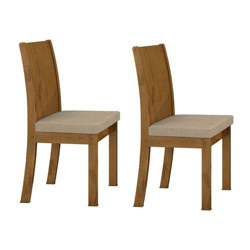 Conjunto 2 Cadeiras Florença Móveis Lopas Rovere/naturale Creme