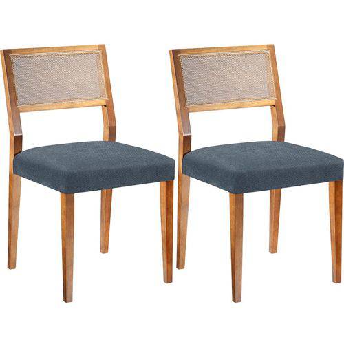 Conjunto 2 Cadeiras Gardênia – Tremarin - Nogal / Azul