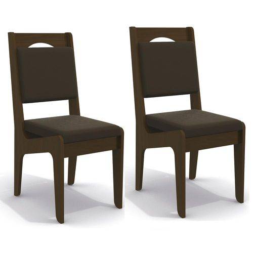Conjunto 2 Cadeiras Kappesberg 2CAD105 Walnut 2 - Walnut Fosco/Grafiato Cacau