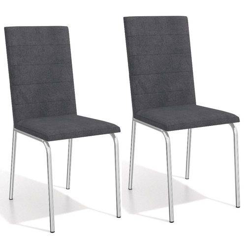 Conjunto 2 Cadeiras Kappesberg Crome Amsterdã - Preto/Cinza