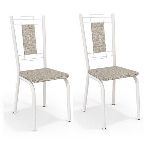 Conjunto 2 Cadeiras Kappesberg Crome Florença Branco Linho Marrom