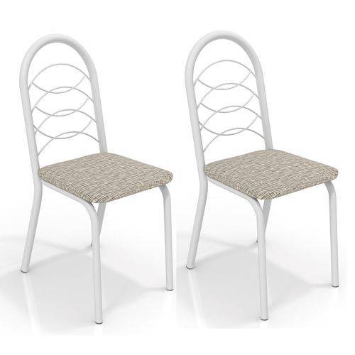 Conjunto 2 Cadeiras Kappesberg Crome Holanda Branco Linho Marrom