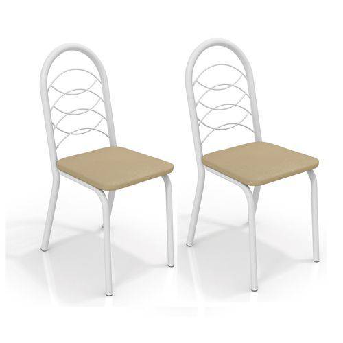 Conjunto 2 Cadeiras Kappesberg Crome Holanda Branco Nude