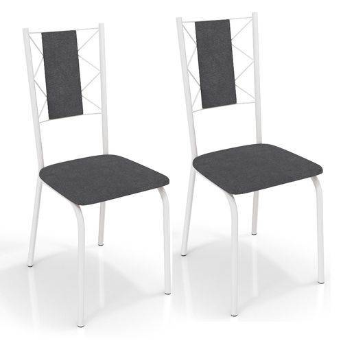 Conjunto 2 Cadeiras Kappesberg Crome Lisboa Branco Preto Linho Cinza