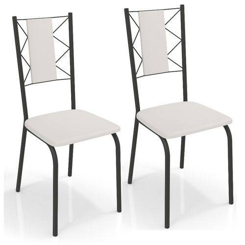 Conjunto 2 Cadeiras Kappesberg Crome Lisboa Preto Ii Branco