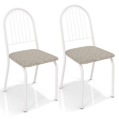 Conjunto 2 Cadeiras Kappesberg Crome Noruega Branco Linho Marrom