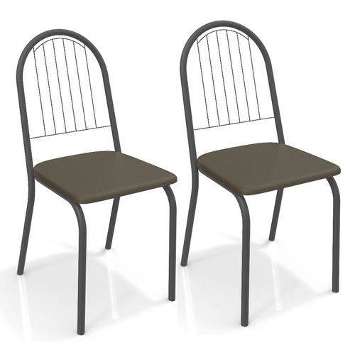 Conjunto 2 Cadeiras Kappesberg Crome Noruega Preto Marrom