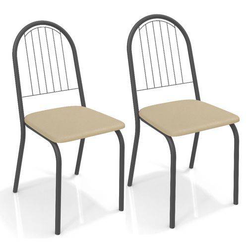 Conjunto 2 Cadeiras Kappesberg Crome Noruega Preto Nude