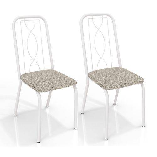 Conjunto 2 Cadeiras Kappesberg Crome Viena Branco Linho Marrom