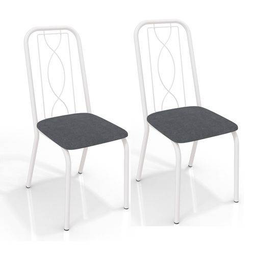 Conjunto 2 Cadeiras Kappesberg Crome Viena Branco Preto Linho Cinza