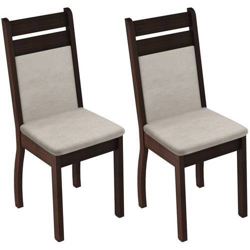 Conjunto 2 Cadeiras Leila Rustic e Suede Pérola