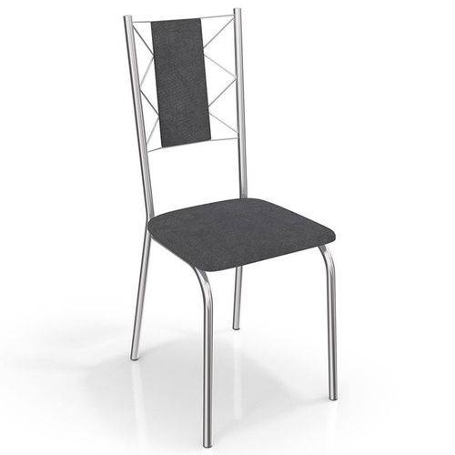 Conjunto 2 Cadeiras Lisboa Crome 2C076CR-17 Preto Linho Cinza - Kappesberg