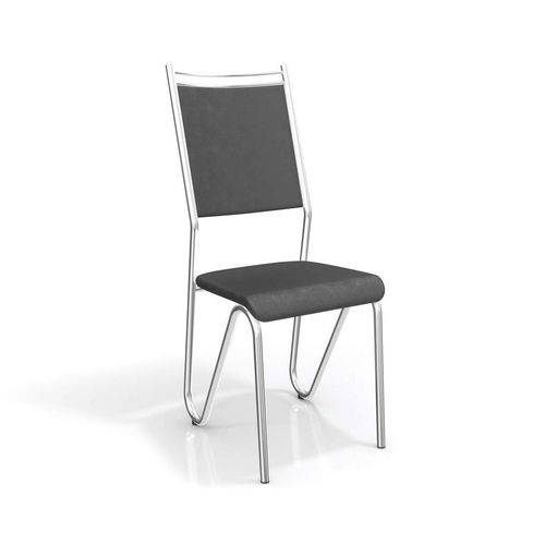 Conjunto 2 Cadeiras Londres Crome Cromado/Preto Kappesberg